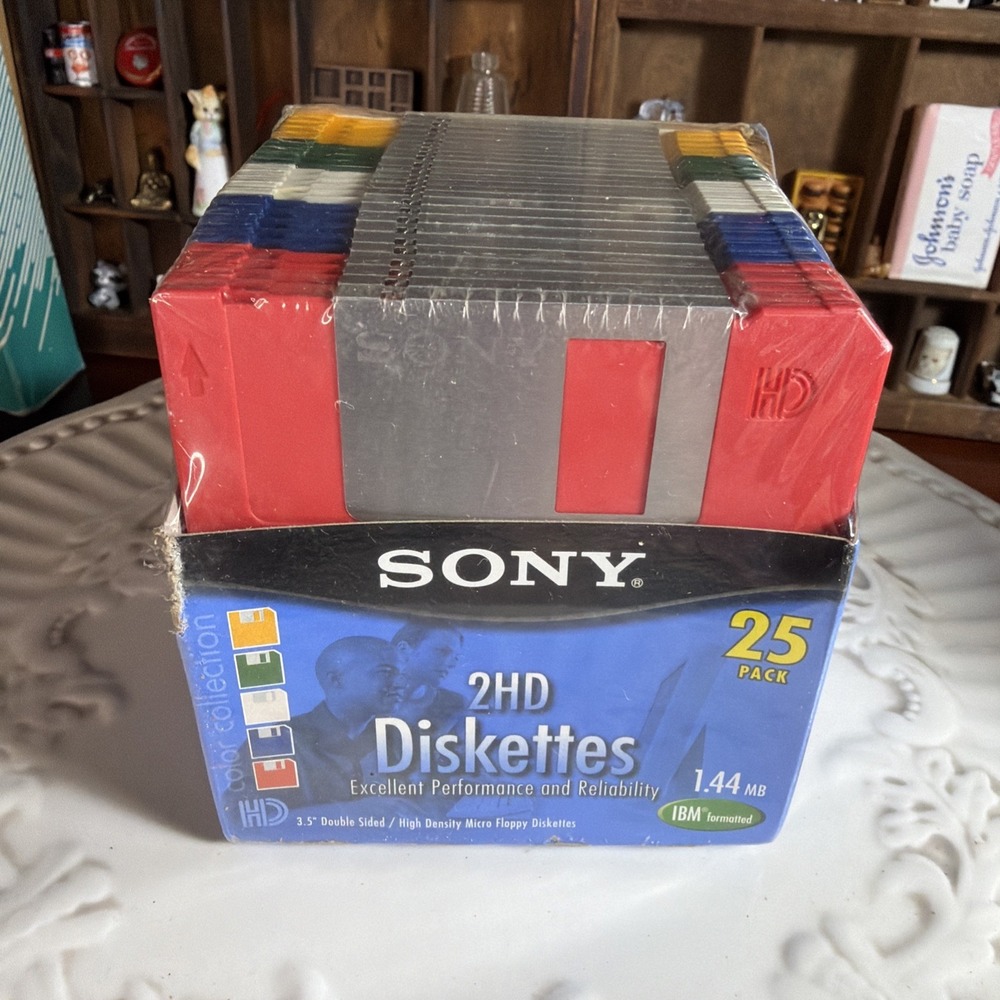 Sony 2HD 3.5" Diskettes 1.44MB 5 Colors 25 Pack IBM Formatted Micro Floppy NEW